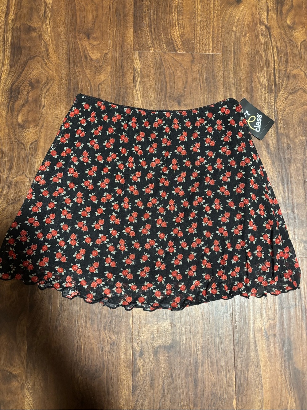 Art Class Girls' Pull On Floral Skirt - Famous Black XL